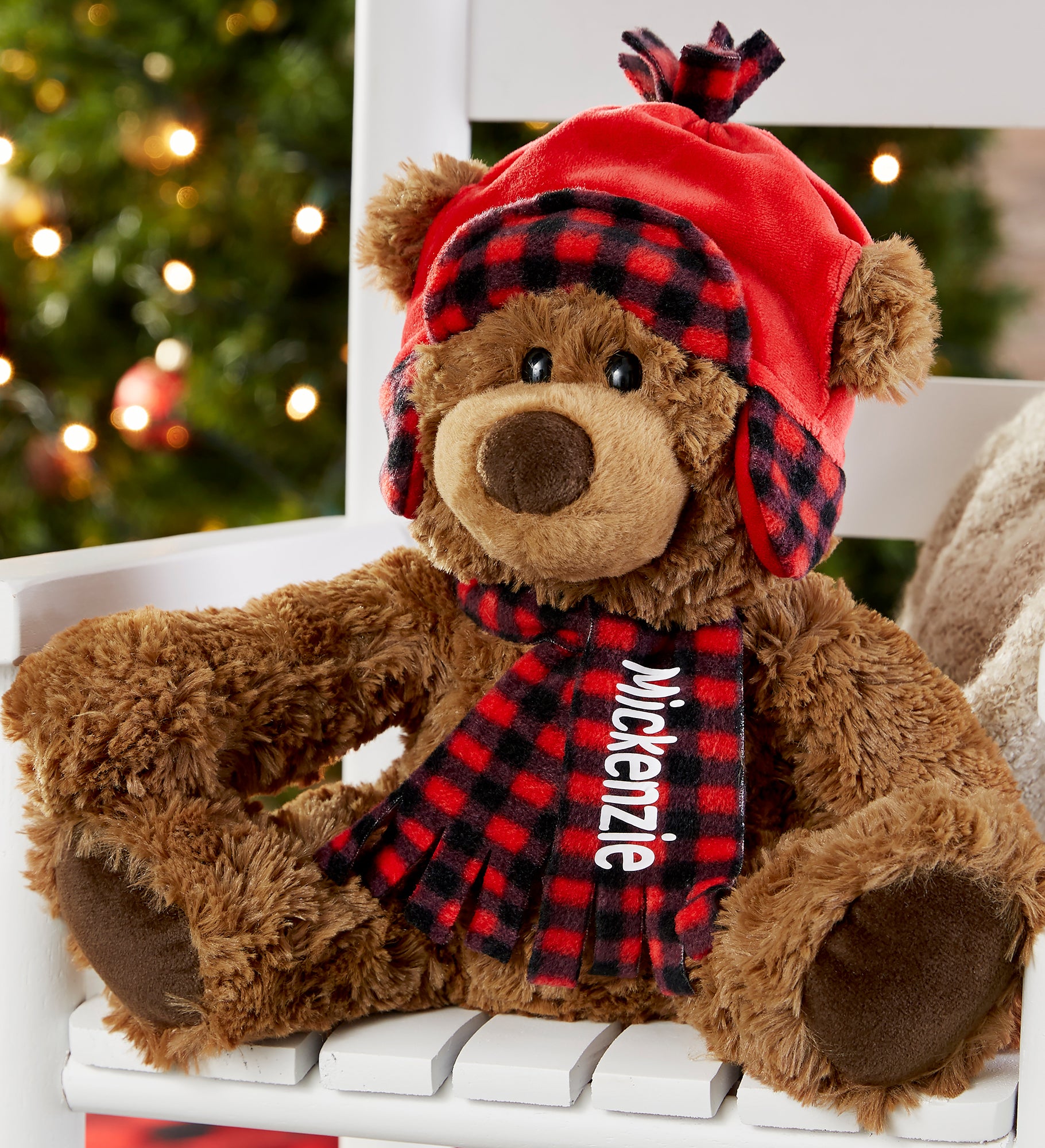 Buffalo Check Personalized Christmas Teddy Bear